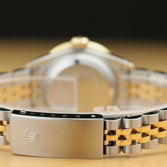 LADIES ROLEX DATEJUST  TWO TONE QUICKSET 1.0++ CT DIAMOND BEZEL CHAMPAGNE WATCH